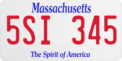 MA license plate 5SI345