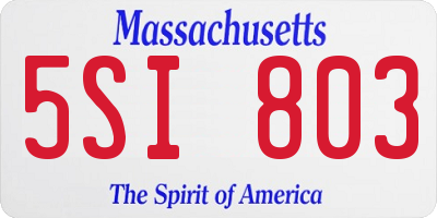 MA license plate 5SI803
