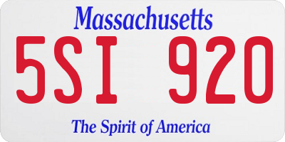 MA license plate 5SI920