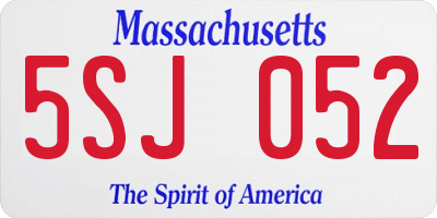 MA license plate 5SJ052