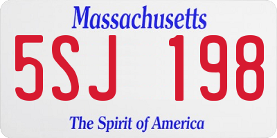 MA license plate 5SJ198