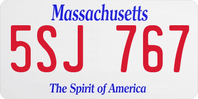 MA license plate 5SJ767