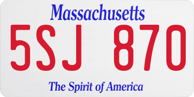 MA license plate 5SJ870