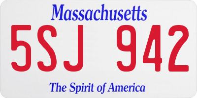MA license plate 5SJ942