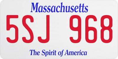 MA license plate 5SJ968