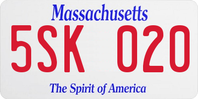 MA license plate 5SK020