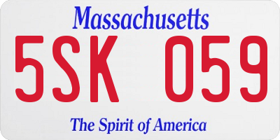 MA license plate 5SK059
