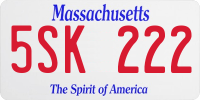 MA license plate 5SK222