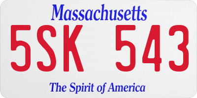 MA license plate 5SK543