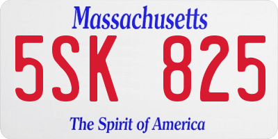 MA license plate 5SK825