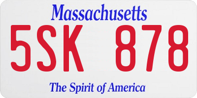 MA license plate 5SK878