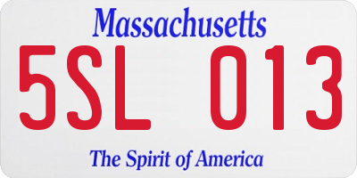 MA license plate 5SL013
