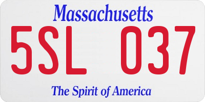 MA license plate 5SL037