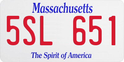 MA license plate 5SL651