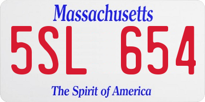 MA license plate 5SL654