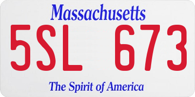 MA license plate 5SL673