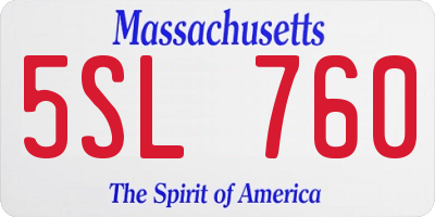 MA license plate 5SL760