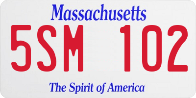 MA license plate 5SM102