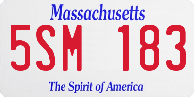 MA license plate 5SM183