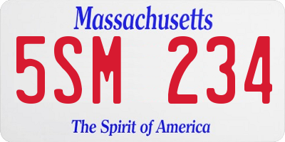 MA license plate 5SM234