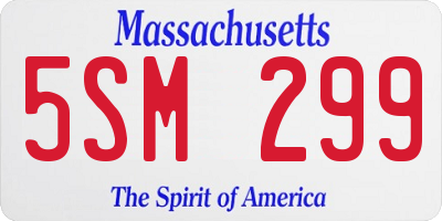 MA license plate 5SM299