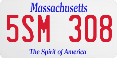 MA license plate 5SM308
