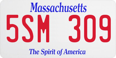 MA license plate 5SM309