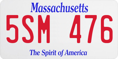 MA license plate 5SM476