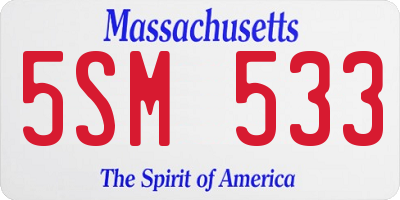 MA license plate 5SM533