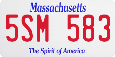 MA license plate 5SM583