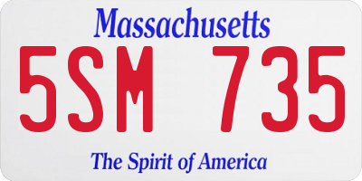 MA license plate 5SM735