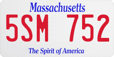 MA license plate 5SM752