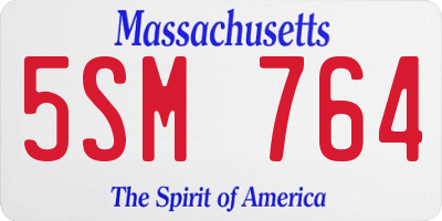 MA license plate 5SM764