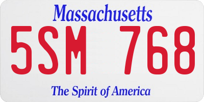 MA license plate 5SM768