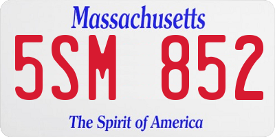 MA license plate 5SM852