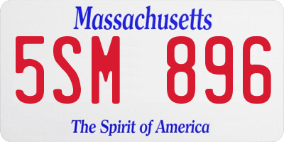 MA license plate 5SM896