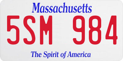 MA license plate 5SM984