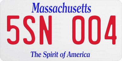 MA license plate 5SN004