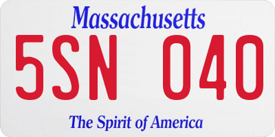 MA license plate 5SN040