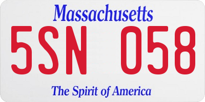 MA license plate 5SN058