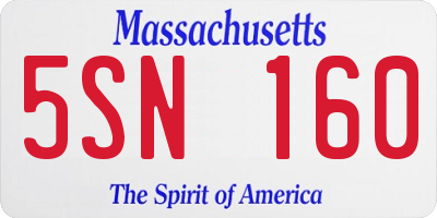 MA license plate 5SN160
