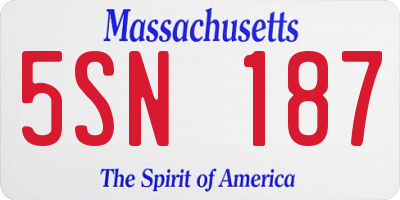 MA license plate 5SN187