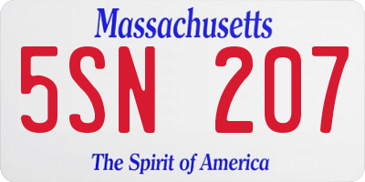 MA license plate 5SN207