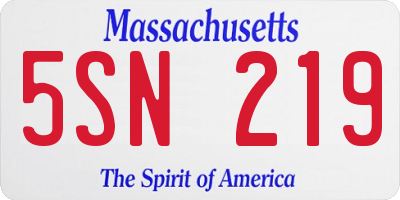 MA license plate 5SN219