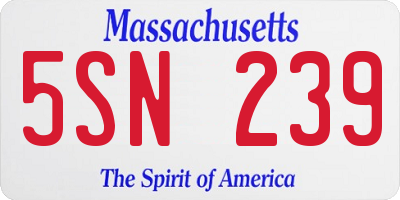 MA license plate 5SN239