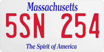 MA license plate 5SN254