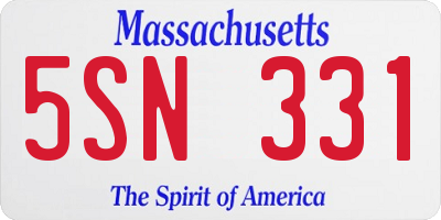 MA license plate 5SN331
