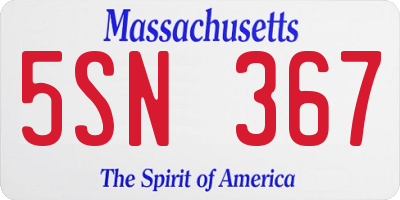 MA license plate 5SN367