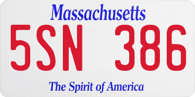 MA license plate 5SN386