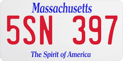 MA license plate 5SN397